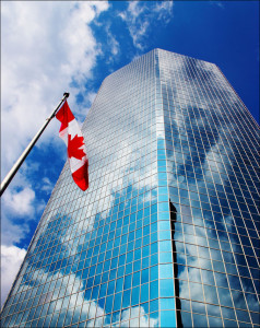 eaton_tower_reflection_canada_flag